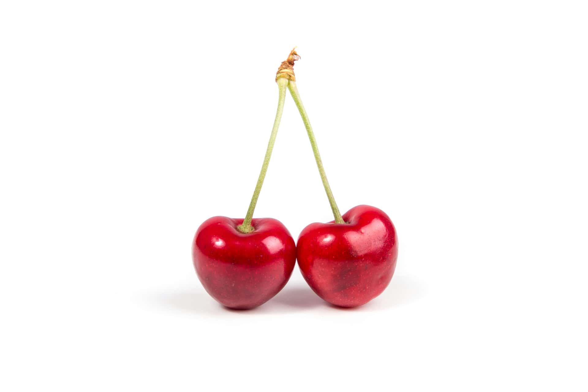 Fresh red cherries with stems